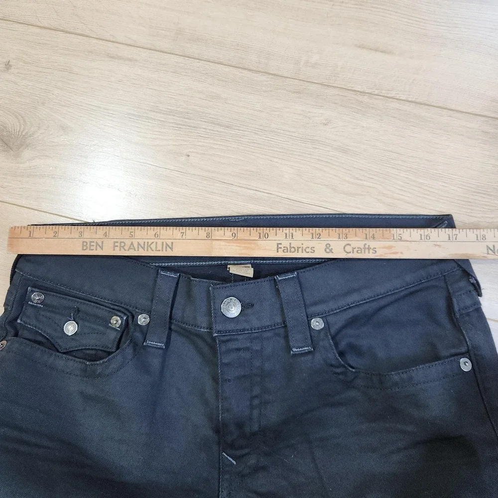 True Religion Geno Relaxed Slim Jeans Mens 34x34 Black Dark Wash Stretch Denim